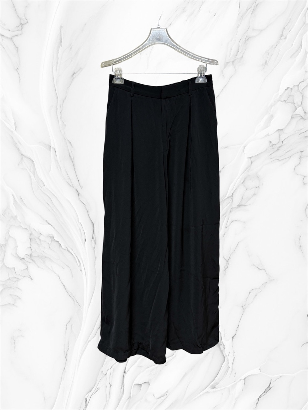 Tronjori Black Wide-Leg Dress Pants trousers size large